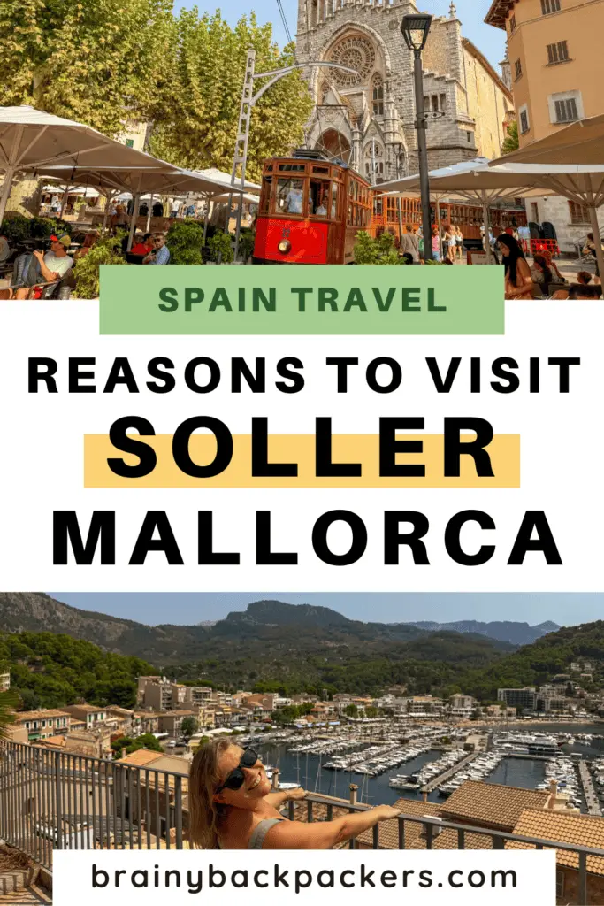 Pictures of a red tram and a beautiful bay with boats and beaches and the overlay text: "Is Soller worth visiting?"