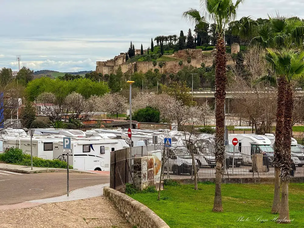 Campervan park in Badajoz.