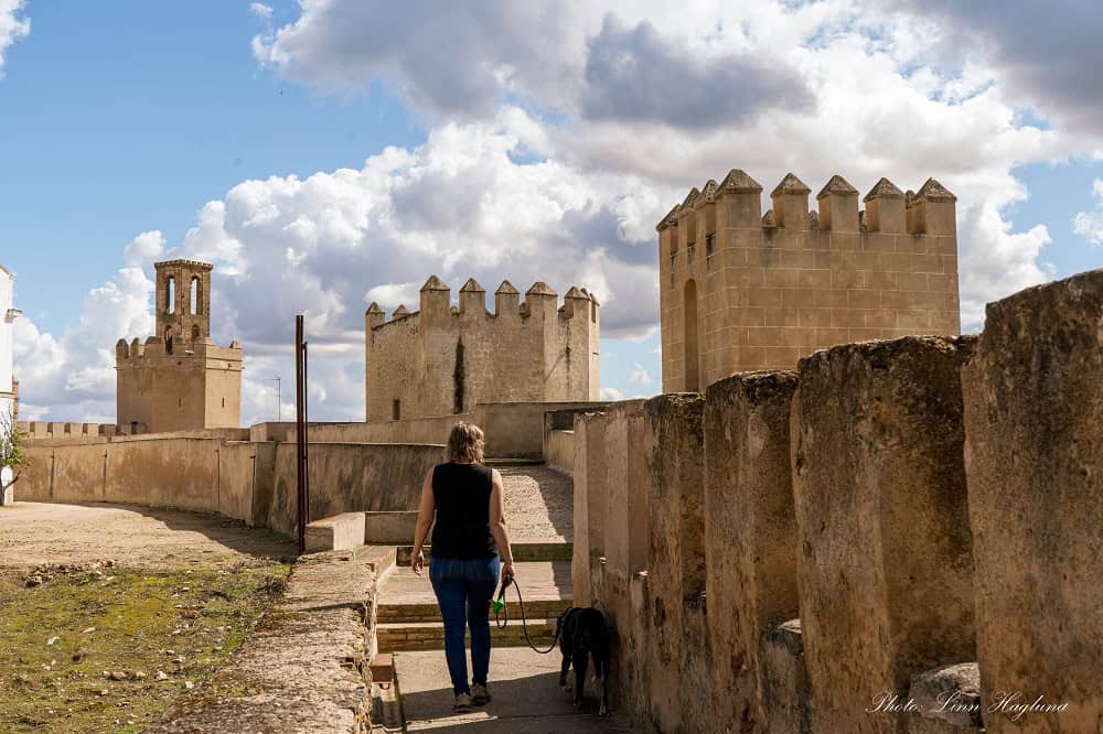 Me and atlas walking on the Alcazaba of Badajoz walls.
